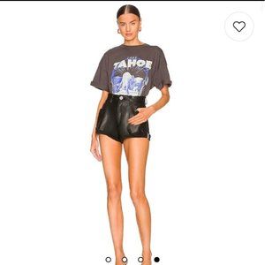 One Teaspoon Wanderer Leather High Waist Bandits in Black
